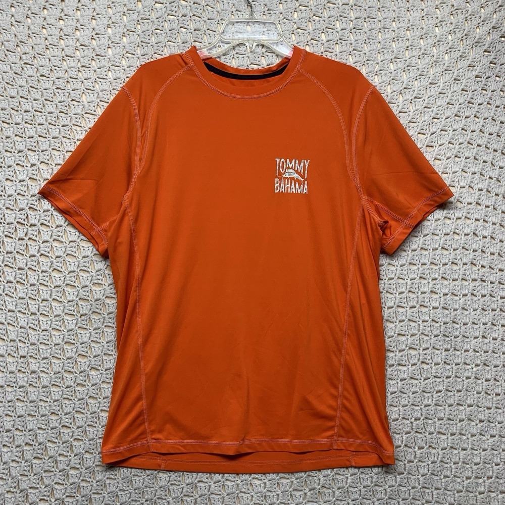 Tommy Bahama T-Shirt Mens Size M Orange  Short Sleeve Crew Neck‎ Island Active